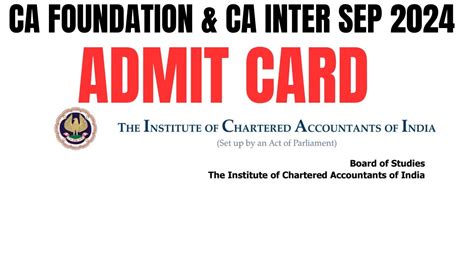 CA Intermediate 2024 Admit Card For September Exam .